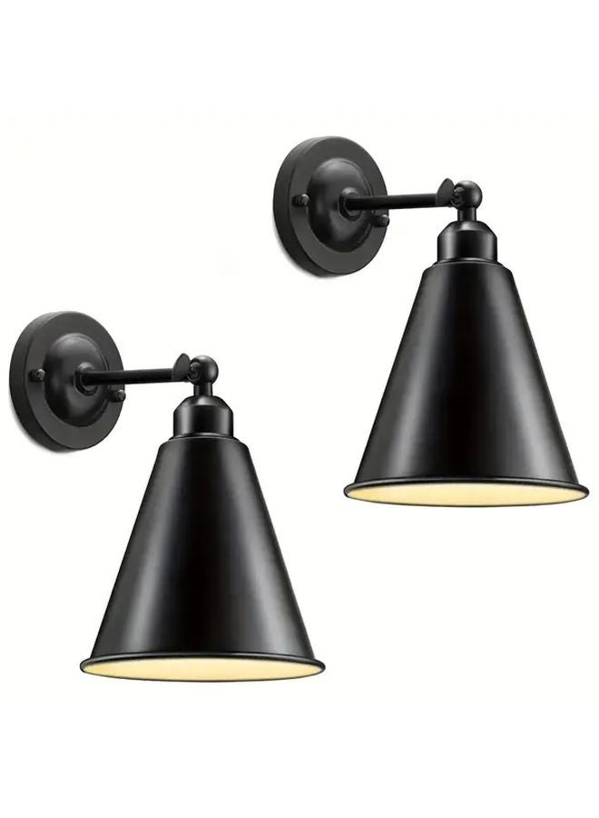Black Industrial Wall Sconces Set Of Two 240 Degree Adjustable Arm Swing Lamp For Bedroom Bathroom - Image 1